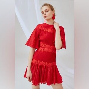 KEEPSAKE the Label Red Mini Dress with Floral Appliqué